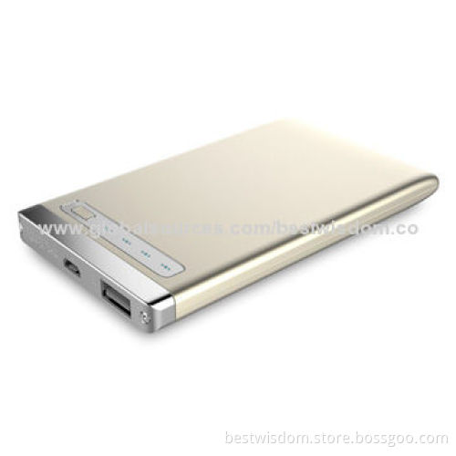 4,000mAh Ultra-slim Li-poly Battery Power Bank with USB Output Ports and 10mm Thickness
